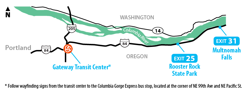 Columbia Gorge Express service area map